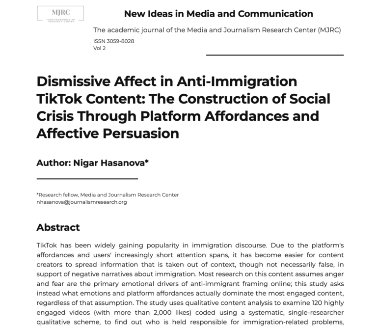 New NIMC Study Explores How TikTok Makes Anti-Immigration Narratives Persuasive